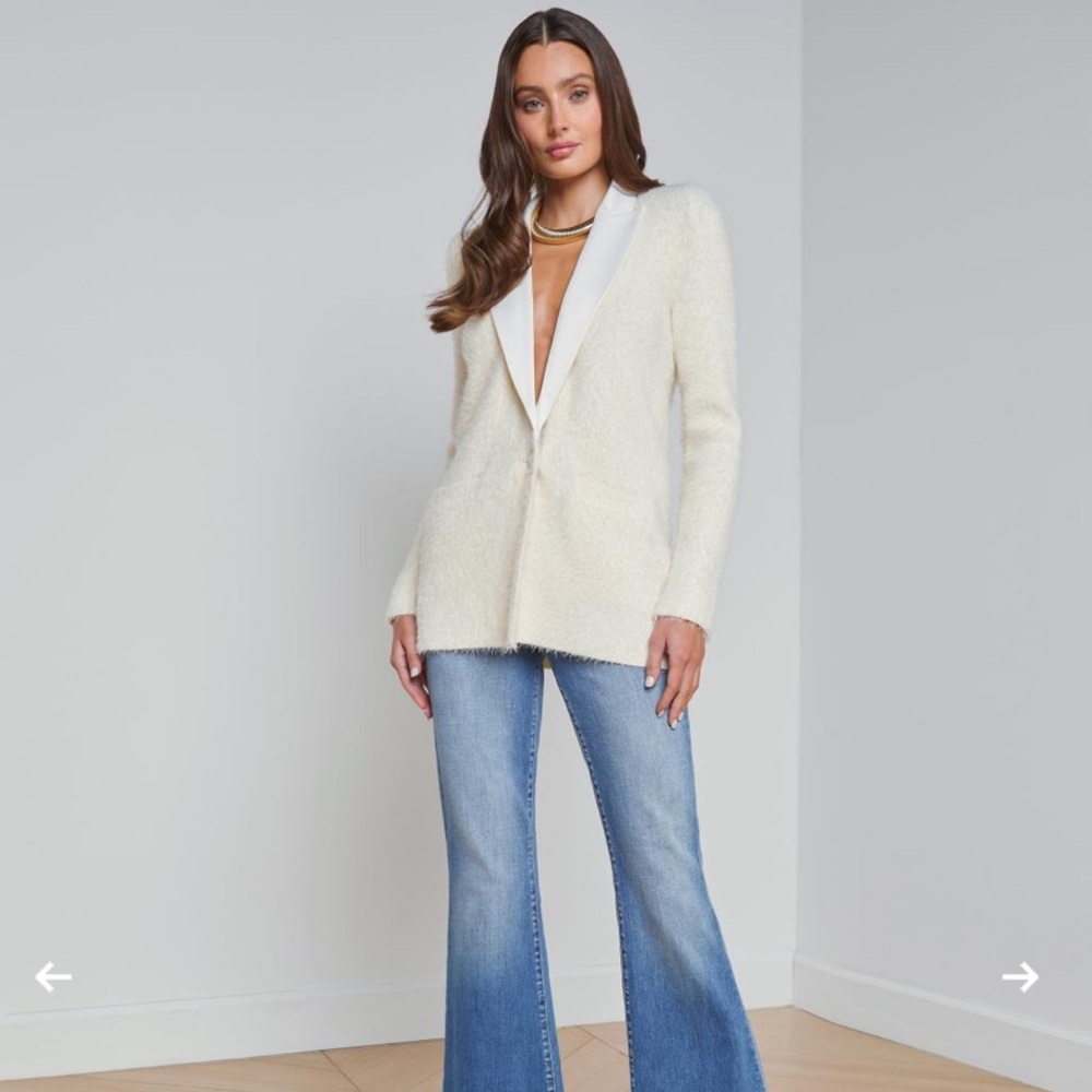 L'Agence Ivory  Baleigh Boucle Fuzzy Classic Blazer NWT